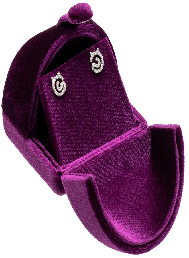 Giftop Velvet Stud Earring Gift Box Jewelry Storage Case Holder for Women Men (Purple) - Image 5